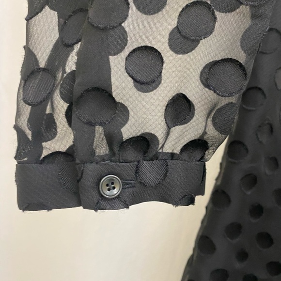 Talbots MP lined black polka dot long sleeve sheer lined blouse. - Picture 3 of 7